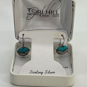 Tori Hill 925 Sterling Silver Marcasite Heart Earrings